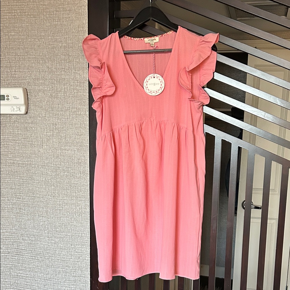Umgee Pink Dress with Ruffle Accents